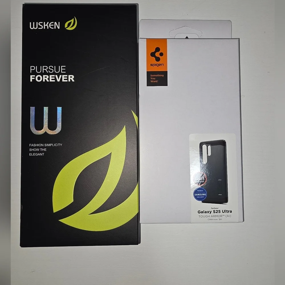 Spigen Black Samsung Galaxy S25 Ultra Case & WSKEN Screen Protector